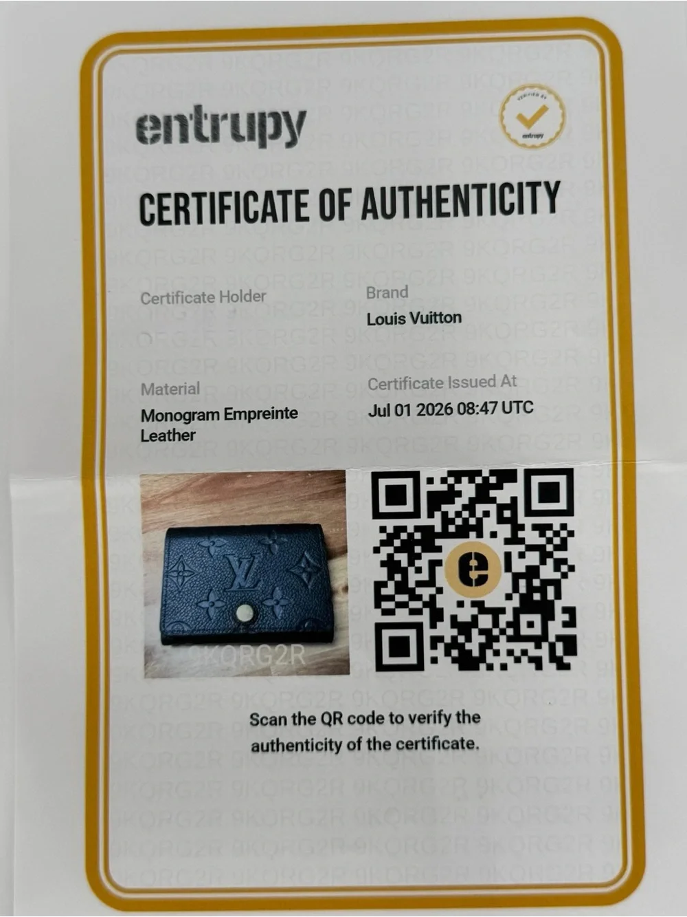 🖤LV Rank A Black Empriente Monogram Envelope Card Holder Full Set w/Entrupy COA🖤 - Picture 15 of 15